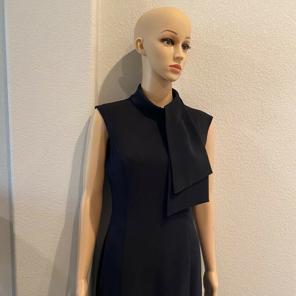 HARPER ROSE CAP SLEEVE MIDI WITH TIE-NECK black